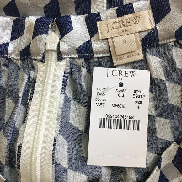 J.Crew White & Blue Geometric Pattern Skirt - Picture 4 of 5